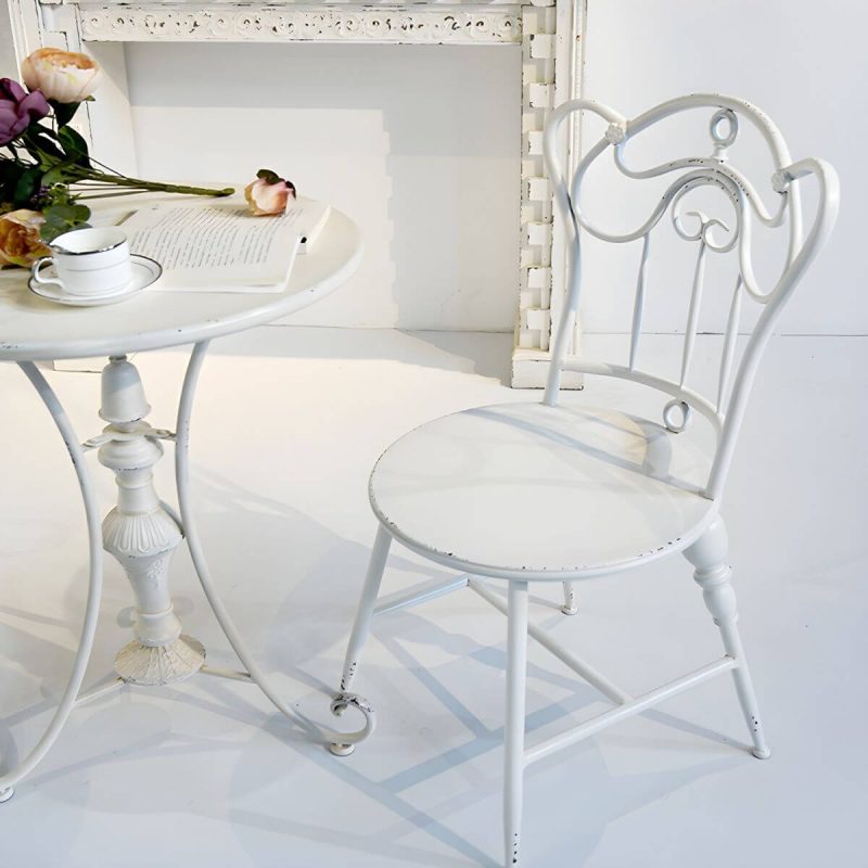 "White Patio Table Metal Contemporary Style Water Resistant in Round Shape - Table Only 23.6"L x 23.6"W x 29.5"H"