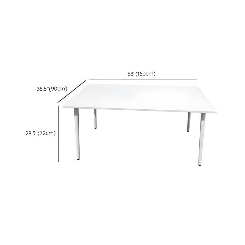 "Dimension of Contemporary White Metal Dining Table Furniture Set with Chairs for Courtyard - Table & Chair(s) 63"L x 35.5"W x 28.3"H 4"