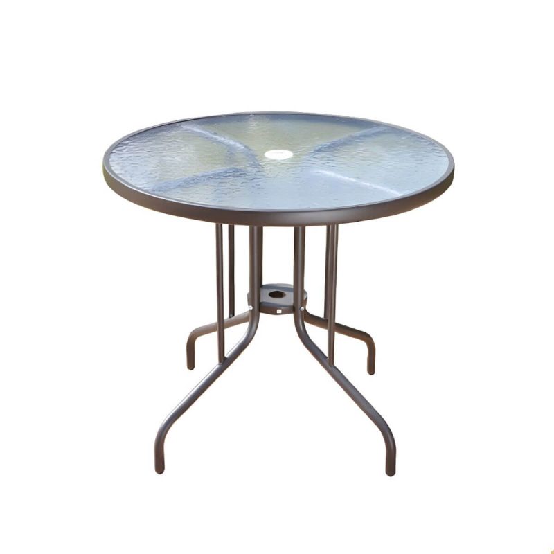 "Contemporary Dining Table Set with Brown Woven Chair for Courtyard - Table & Chair(s) 59"L x 31"W x 29"H 6"