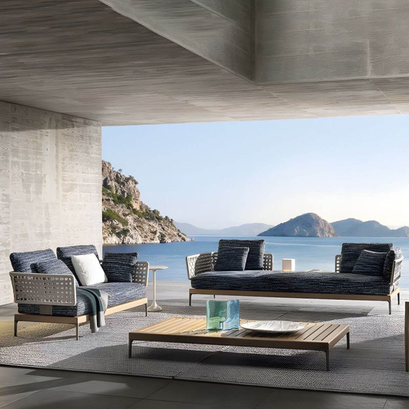 "Scandinavian Patio Sofa Water Resistant Gray Outdoor Patio Sofa - Sofa Aluminum 52"L x 30"W x 26"H"