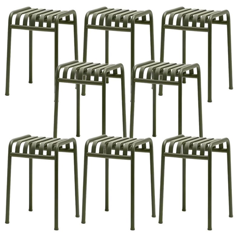 "Industrial Metal Outdoor Bistro Chairs Open Back Dining Chairs in Green - 16"L x 14"W x 18"H 6 Piece Set"