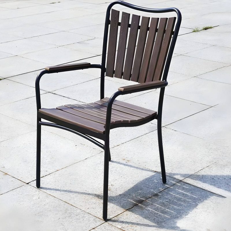 "Traditional Dining Armchair Open Back Outdoors Dining Chairs in Brown - 22"L x 22"W x 33"H 6 Piece Set"