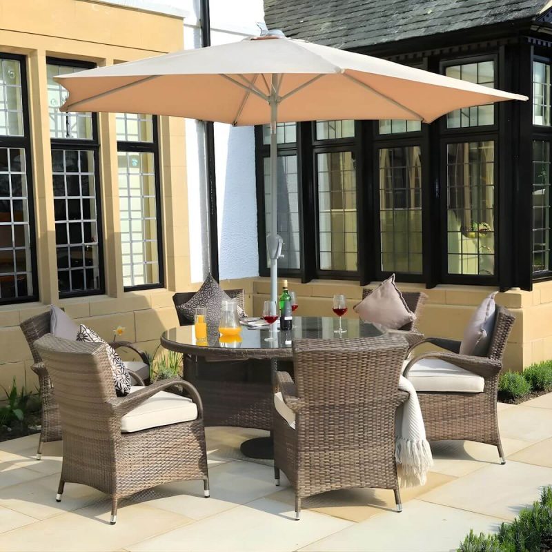 "Glass Brown Dining Table Set with Rattan Chairs for Courtyard - Table & Chair(s) 78.7"L x 31.5"W x 27.5"H 8 Coffee"