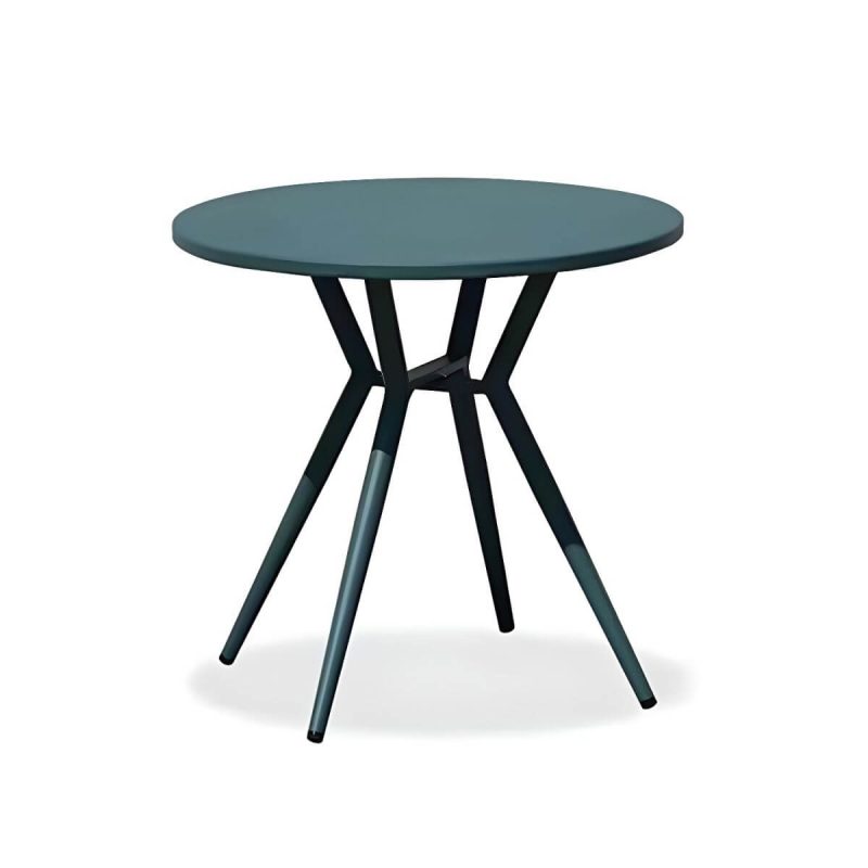 "Traditional Style Patio Table Metal Water Resistant Patio Table - Round Aqua Table Only"