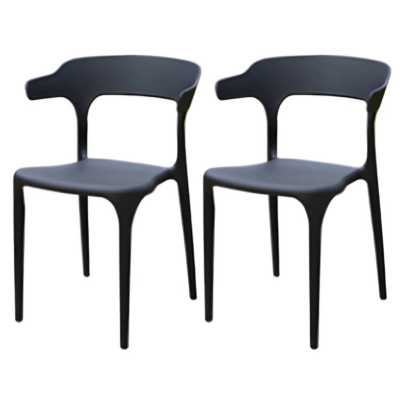 "Stacking Dining Armchair Contemporary Plastic Patio Arm Chair - 18"L x 20"W x 30"H 2 Piece Set"