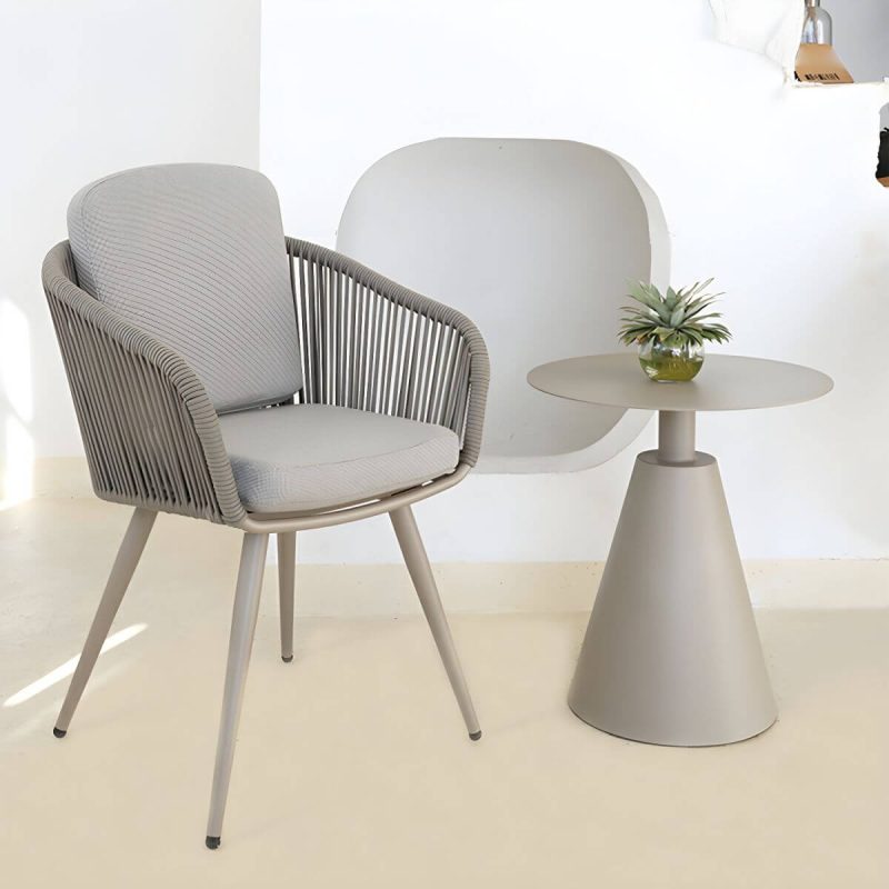 "Contemporary Cane Back Dining Arm Chair Braid Square for Outdoor - 1 Piece"
