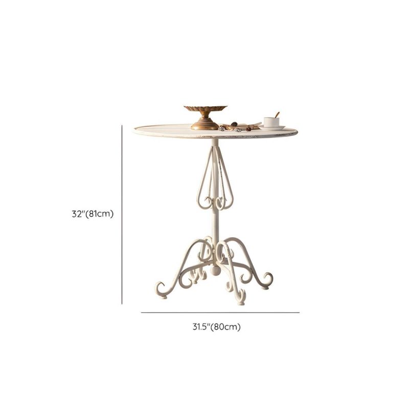 "Dimension of Round Shape Patio Table Contemporary Style Metal Scratch Resistant in White - Textured White Table Only"