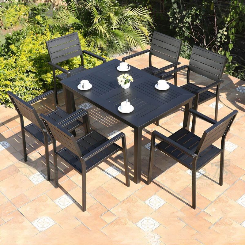 "Metallic Antique Finish Patio Chair Industrial Style Stacking without Cushions - 4 Piece Set"