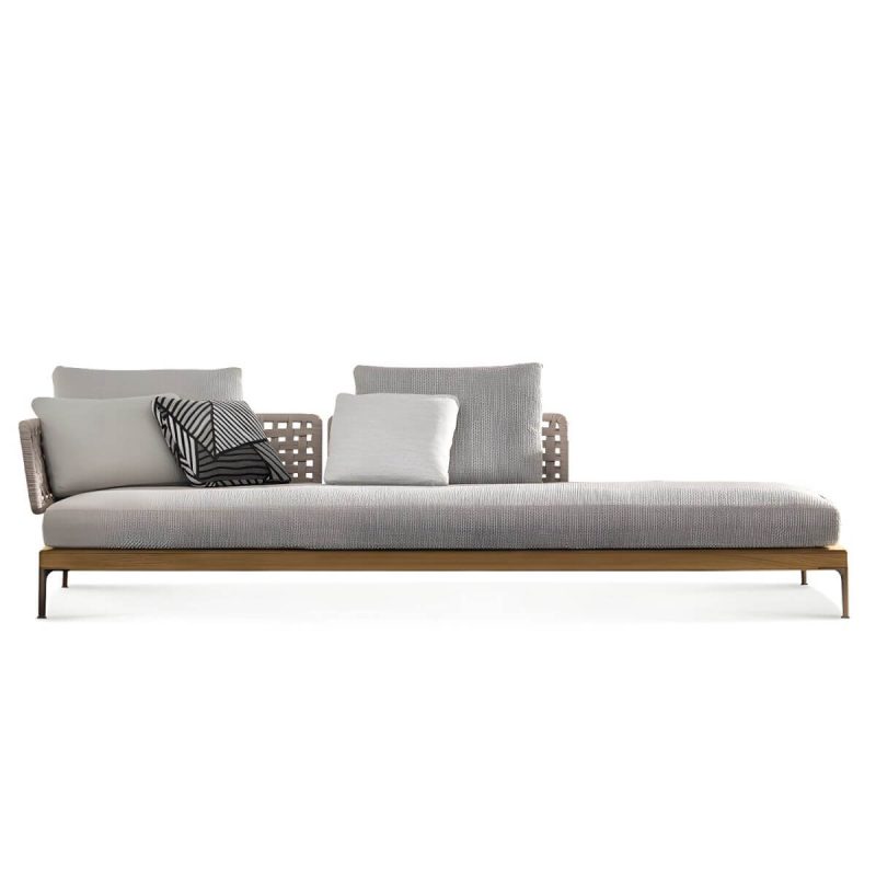 "Scandinavian Patio Sofa Water Resistant Gray Outdoor Patio Sofa - Aluminum 73"L x 33"W x 26"H Left Chaise Lounge"