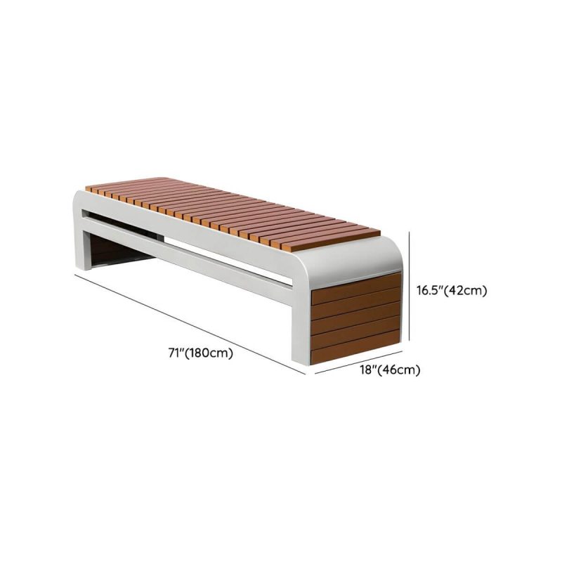 "Dimension of No Distressing Non-Foldable Picnic Bench Stainless Steel Cushions Not Included Storage Not Included - Coffee 71"L x 18"W x 17"H"