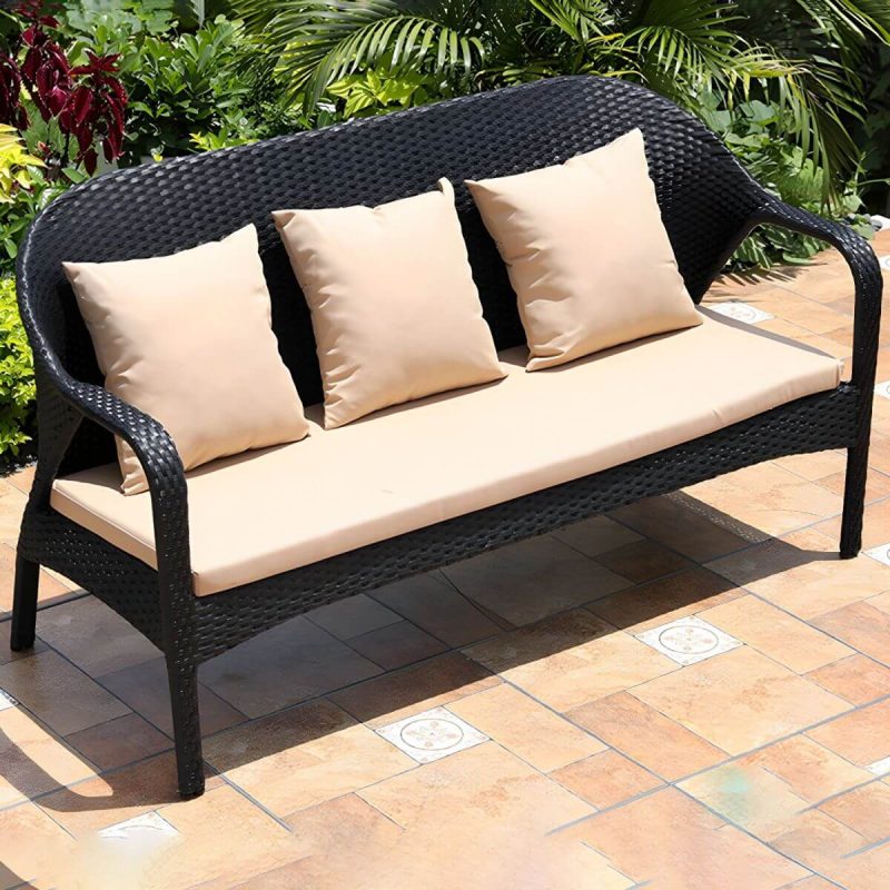 "Rattan Patio Sofa Modern Style Minimalist Villa Outdoor Patio Sofa - 65"L x 29"W x 34"H"