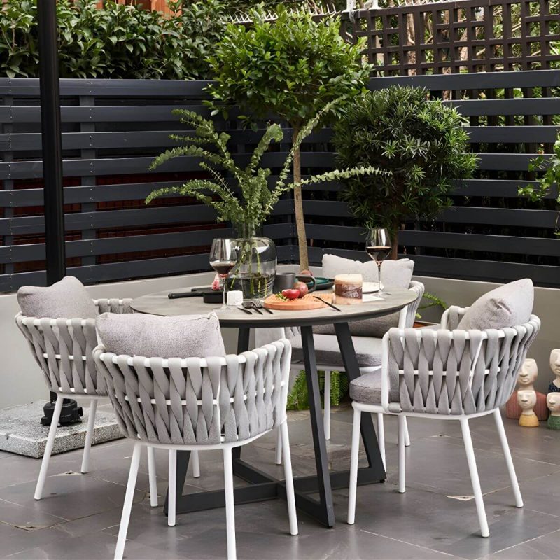 "Contemporary Dining Table Set with 4 Legs Chairs for Outdoor - Table & Chair(s) 35.4"L x 35.4"W x 29.1"H 4"