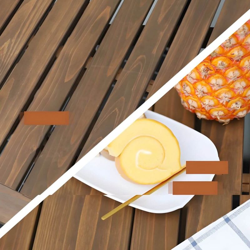 "Modern Foldable Wood Patio Dining Table in Brown without Umbrella Hole for Outdoor Enjoyment - Table Only"