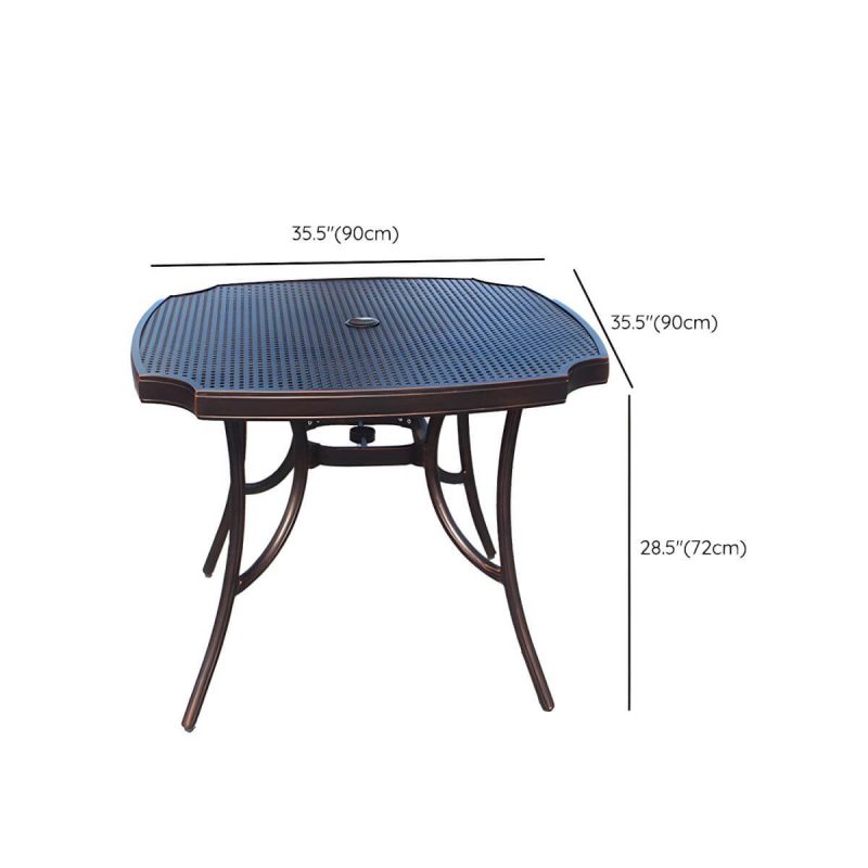"Dimension of Aluminum Outdoor Patio Table Industrial UV Resistant Patio Table - Table Only 35.4"L x 35.4"W x 28.3"H Brown-Black"