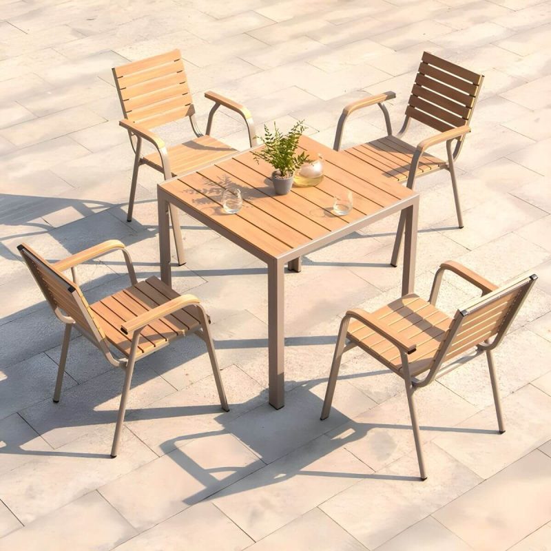"Contemporary Style Wood Natural Patio Table Rectangle Shape for Outdoor - Table Only 70.9"L x 35.4"W x 29.5"H Natural Finish"