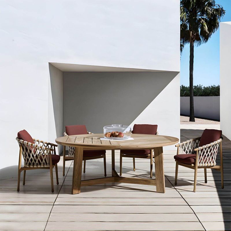 "Teak Wood Water Resistant Dining Table Outdoor Solid Wood Patio Table in Brown - Table Only 94.5"L x 39.4"W x 29.5"H"