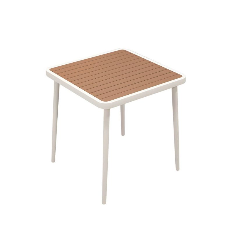 "Brown Wooden Patio Table Contemporary Style in Rectangular/Square Shape - Table Only 29.5"L x 29.5"W x 29.5"H White"