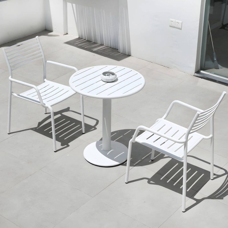 "Metal Modern Standard Height Dining Room Chair and Table Set with Chairs - Table & Chair(s) 25.6"L x 25.6"W x 29.1"H 2 White"