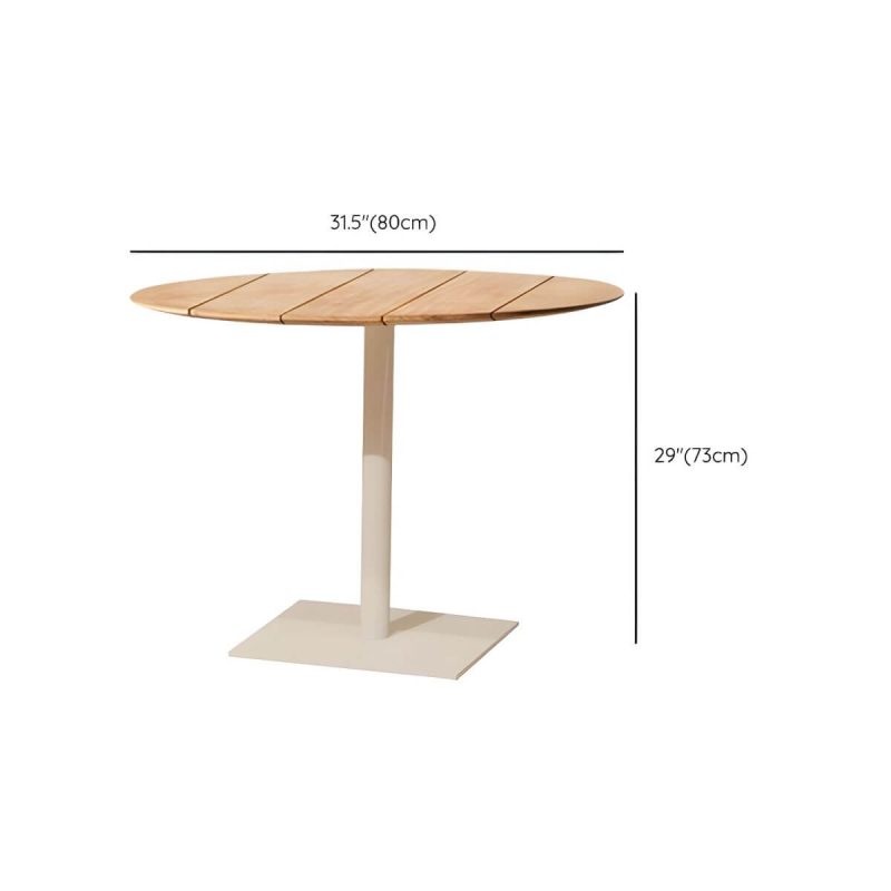 "Dimension of Modern Outdoor Patio Table UV Resistant Dining Table with Metal Frame - Table Only 31.5"L x 31.5"W x 28.7"H Natural Finish Round"