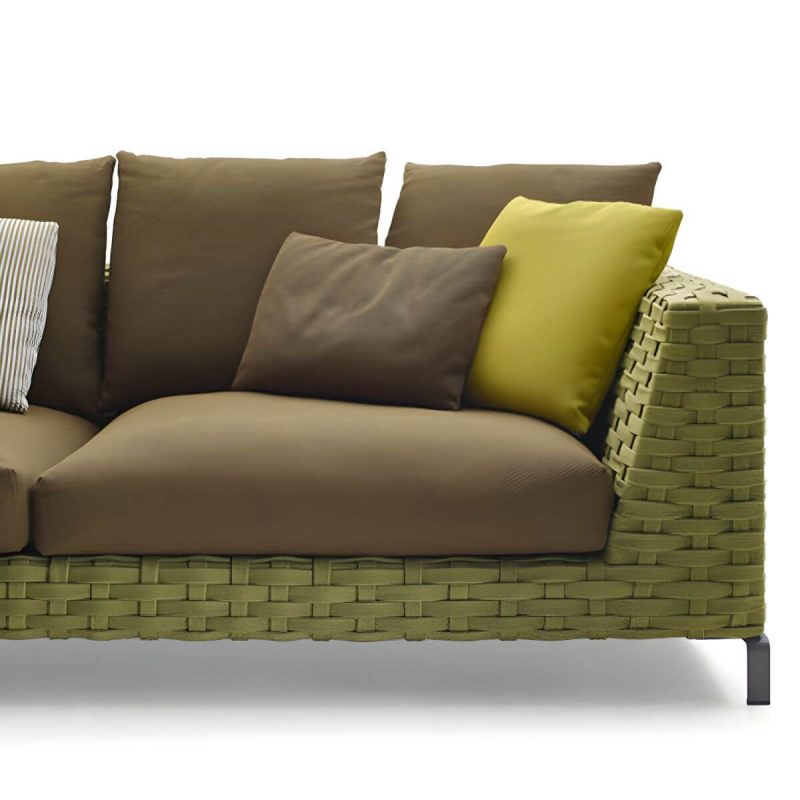 "Contemporary Water Resistant Symmetrical Patio Sofa with Cushions for Outdoor - 3-Seater Corner Sofa"