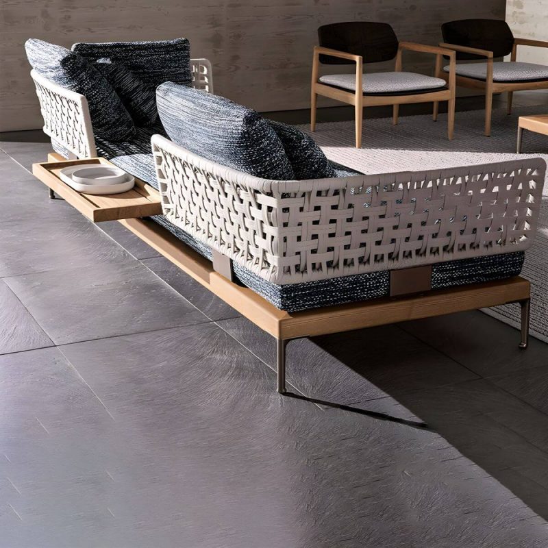"Scandinavian Patio Sofa Water Resistant Gray Outdoor Patio Sofa - Sofa Stainless Steel 73"L x 33"W x 26"H"