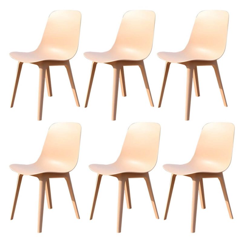 "Stacking Dining Armchair Contemporary Plastic Patio Arm Chair - 14"L x 19"W x 32"H 6 Piece Set"