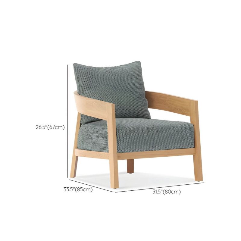 "Dimension of Wood Frame Outdoor Sofa Water and UV Resistant Patio Sofa with Cushion - 1-Seater Sofa"