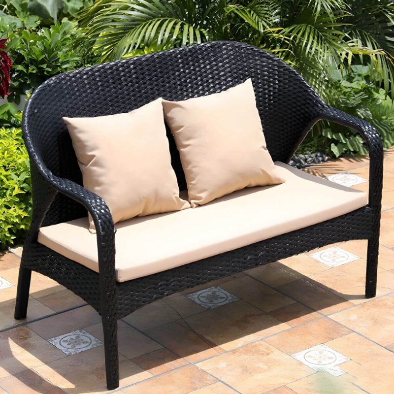 "Rattan Patio Sofa Modern Style Minimalist Villa Outdoor Patio Sofa - 48"L x 29"W x 34"H"