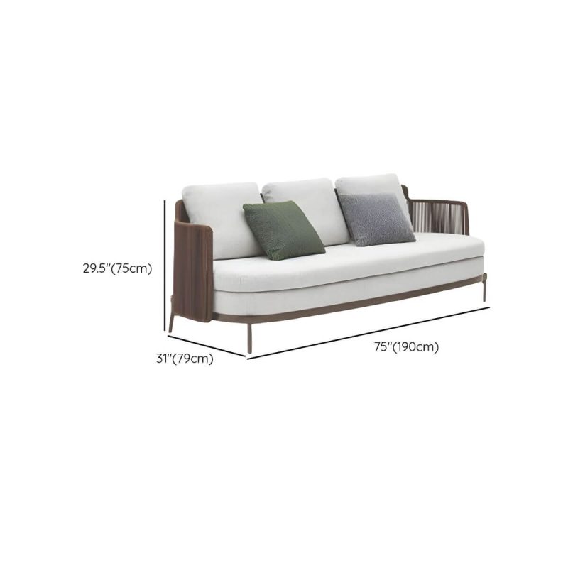 "Dimension of Waterproof and Durable Brown Metal Modern Sofa with Cushions - 3-Seater Sofa"