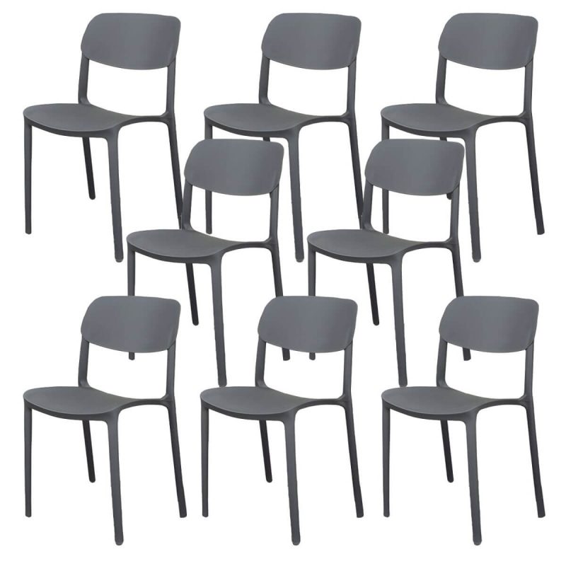 "Stacking Dining Armchair Contemporary Plastic Patio Arm Chair - 17"L x 17"W x 33"H 8 Piece Set"