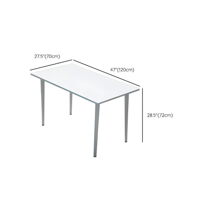 "Dimension of Elegant Weatherproof White Metal Patio Dining Set with Stackable Chairs - Table & Chair(s) 47"L x 28"W x 28"H 4"