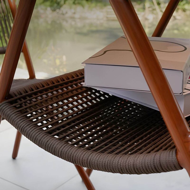 "Modern Ellipse Shape Courtyard Table Aluminium Wood Grain Outdoor Table - Table Only Clear"