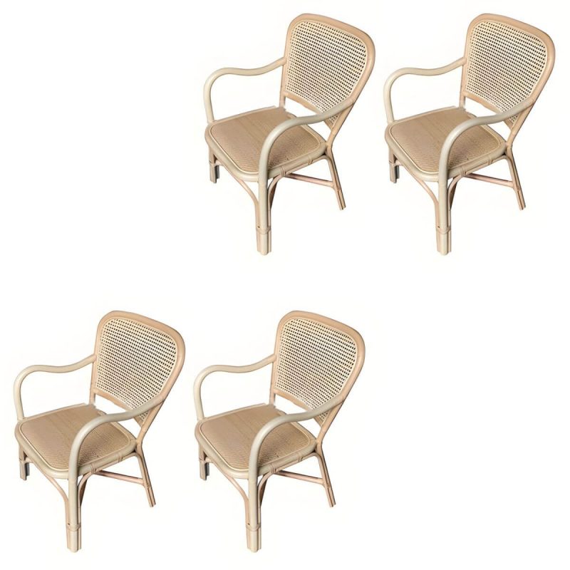 "20" Wide Tropical Rattan Dining Armchair Natural Outdoor Chair - Natural Finish 4 Piece Set"