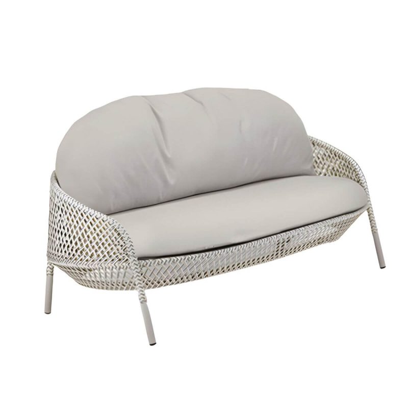 "UV and Water Resistant Patio Sofa 31.49" Wide Outdoor Sofa with Cushion - White 65"L x 31"W x 26"H"
