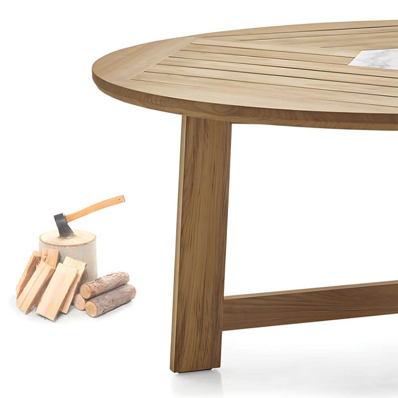 "Teak Wood Water Resistant Dining Table Outdoor Solid Wood Patio Table in Brown - Table Only 47.2"L x 47.2"W x 29.5"H"