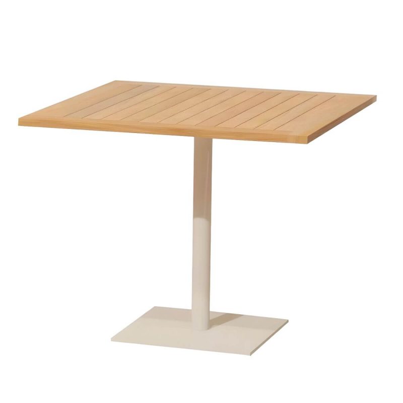 "Modern Outdoor Patio Table UV Resistant Dining Table with Metal Frame - Table Only 31.5"L x 31.5"W x 28.7"H Natural Finish Square"