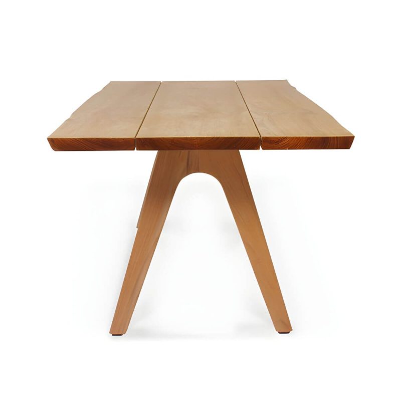 "Solid Wood Top Patio Table Contemporary Style Water Resistant Dining Table - 86.6"L x 39.4"W x 29.5"H Table Only"