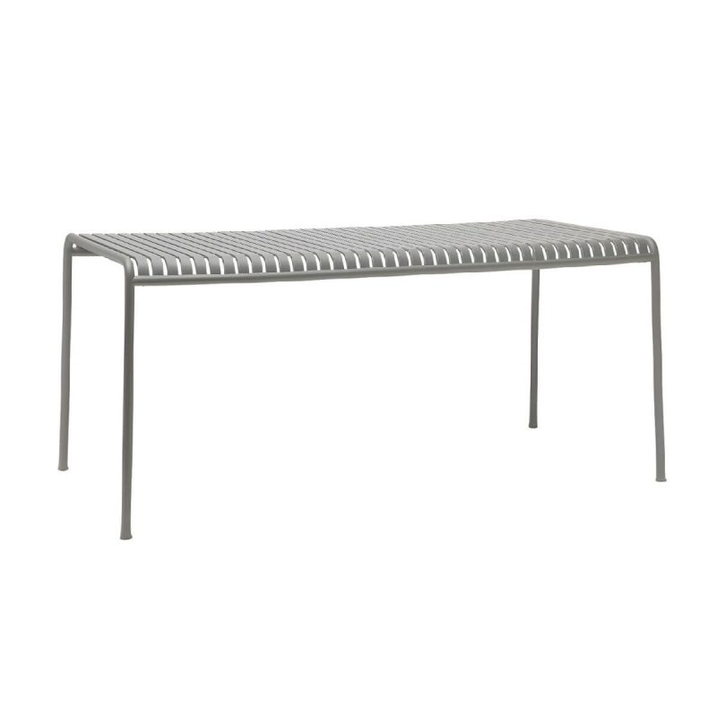"Grey Metal Patio Table Contemporary Style Water Resistant for Outdoors - 47.2"L x 27.6"W x 29.5"H Rectangular Table Only"