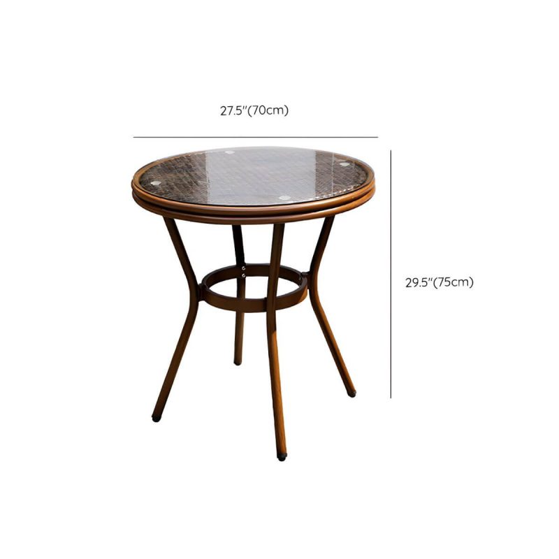 "Dimension of Modern Brown Glass Top Patio Table Set Metal 4 Legs for Outdoor - Table & Chair(s) 27.6"L x 27.6"W x 29.5"H 2"