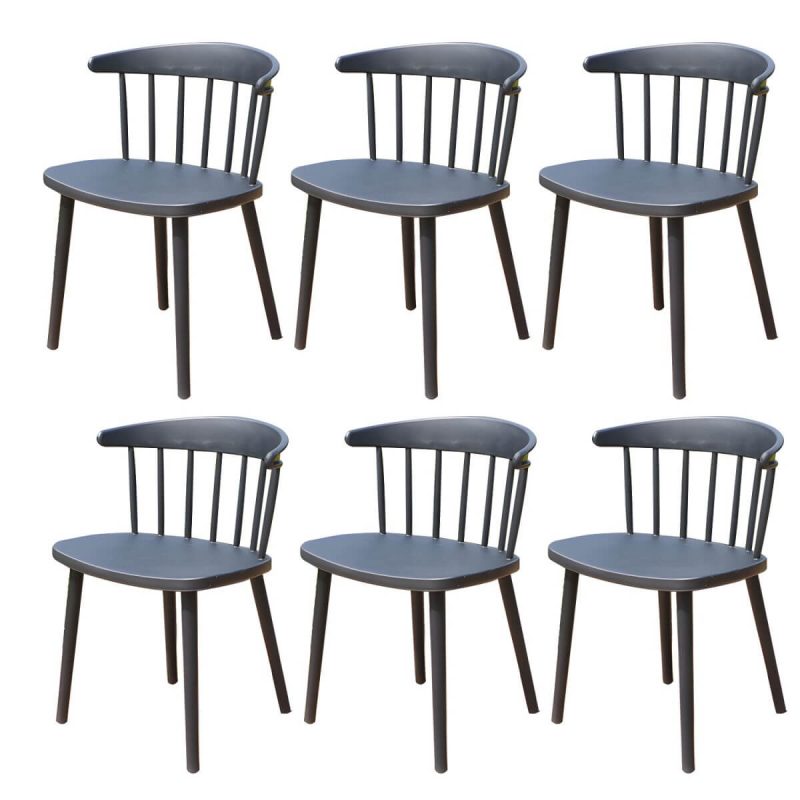 "Stacking Dining Armchair Contemporary Plastic Patio Arm Chair - 17"L x 15"W x 30"H 6 Piece Set"