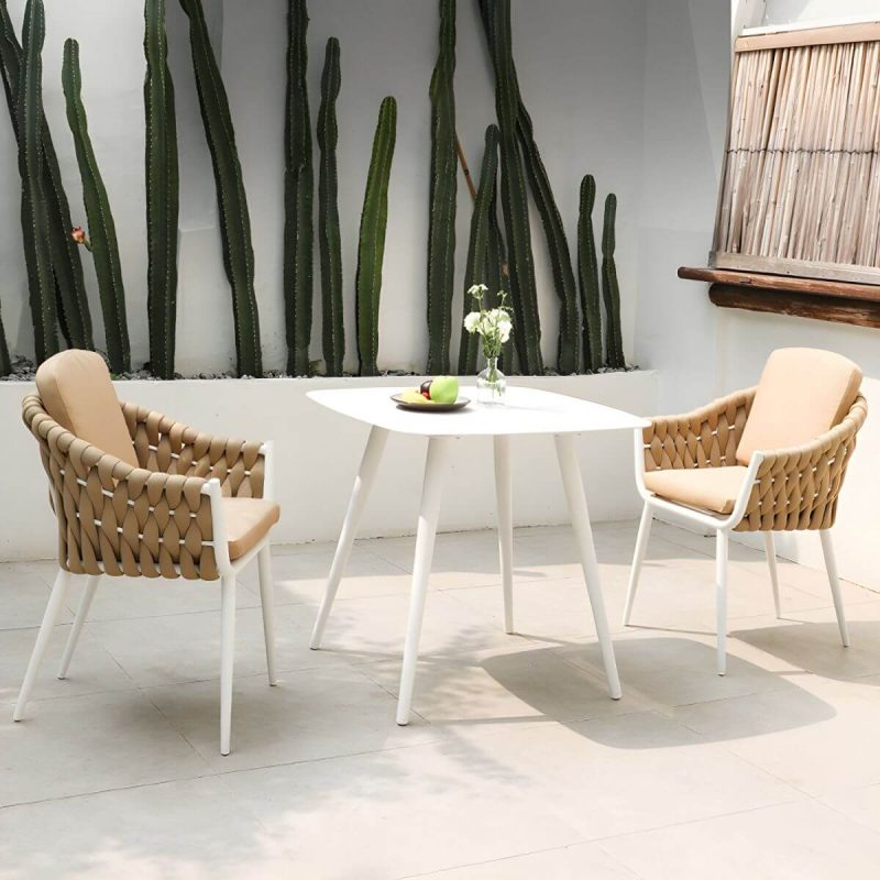 "Contemporary Outdoors Dining Chairs with Removable Water Repellent Finish Cushion - Coffee 4 Piece Set"