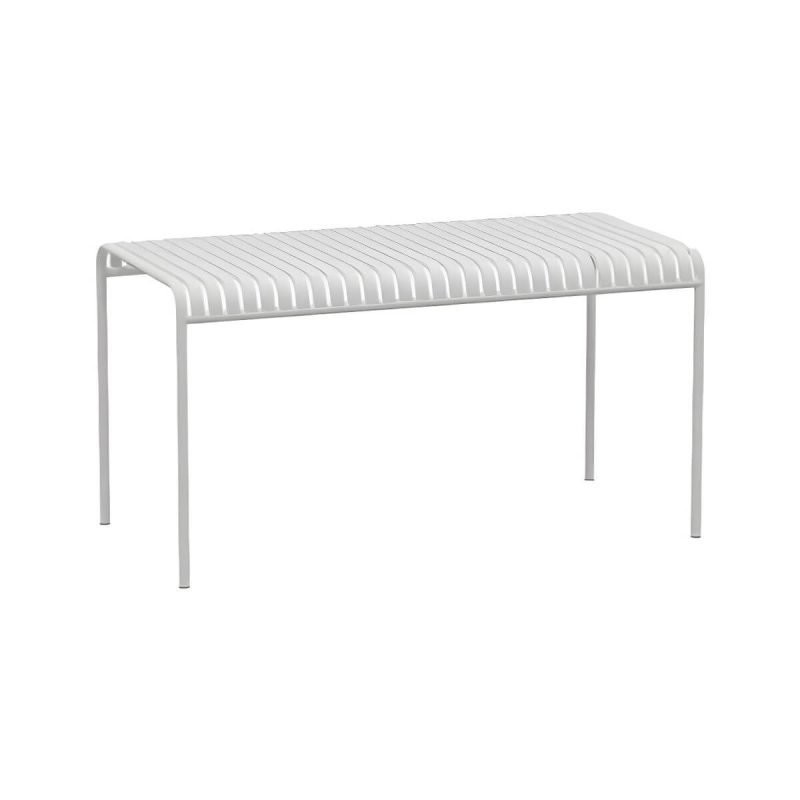 "White Metal Modern Patio Dining Table Waterproof Design without Umbrella Hole - 55.1"L x 27.6"W x 29.5"H Table Only"