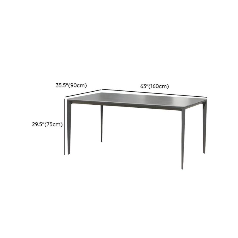 "Dimension of Grey Patio Table Stone Contemporary Style in Rectangular/Square Shape - Table Only 63"L x 35.4"W x 29.5"H"