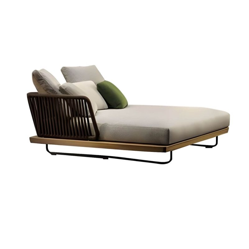 "Contemporary Water Resistant Solid Wood Patio Sofa with Cushions - Chaise Lounge"