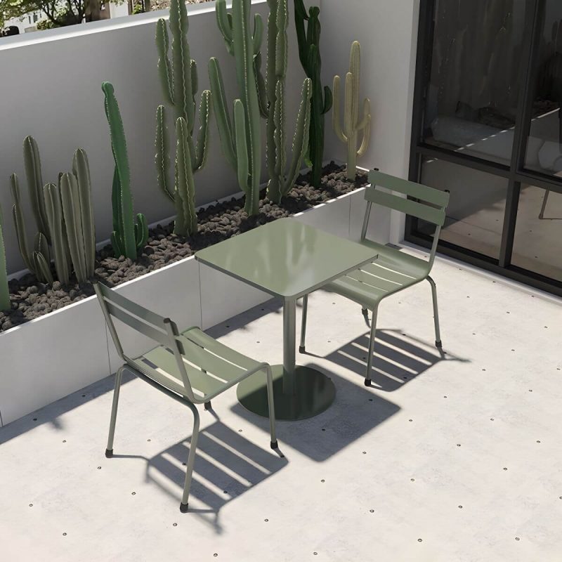 "Iron Waterproof Courtyard Dining Table Combination Modern Multiple Colors - Desk with 2 Chairs Square Black"