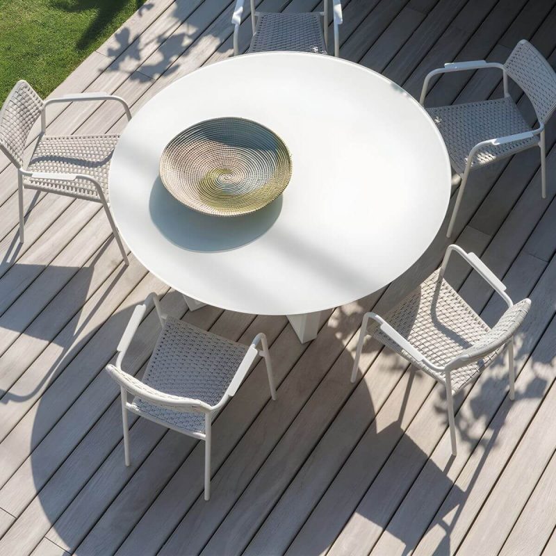 "Rattan Contemporary Aluminum Stacking Patio Arm Chair in Gray - 0.06" Aluminum Frame 4 Piece Set"