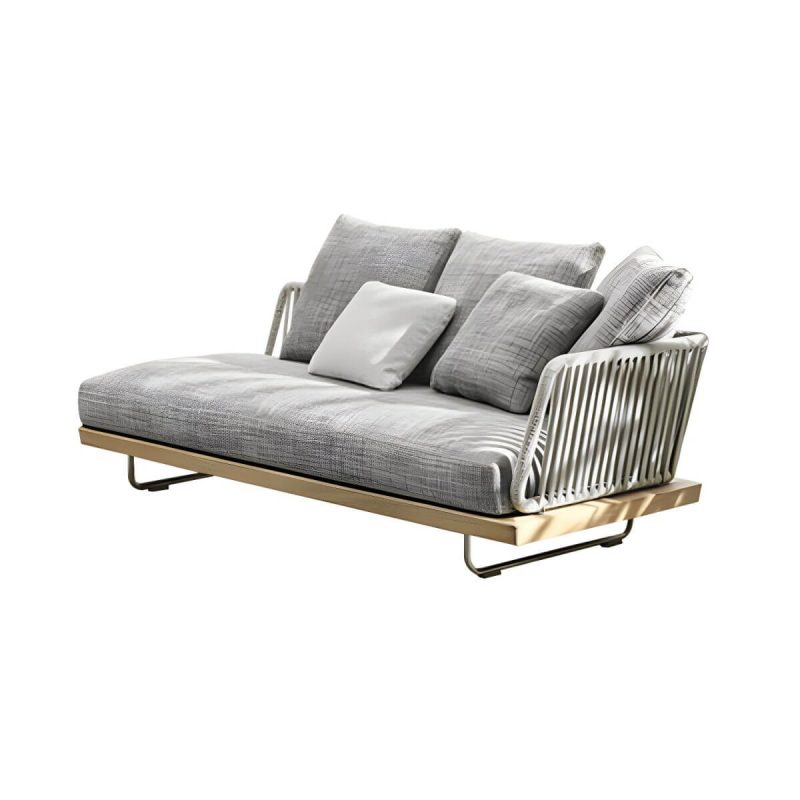 "Scandinavian Patio Sofa Wood Fade Resistant Outdoor Patio Sofa - Left Corner Sofa Ash 65"L x 35.5"W x 33"H"