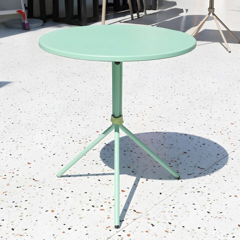 "Contemporary Round/Square Bistro Table Aluminum Water Resistant Patio Table - Green Round Table Only"