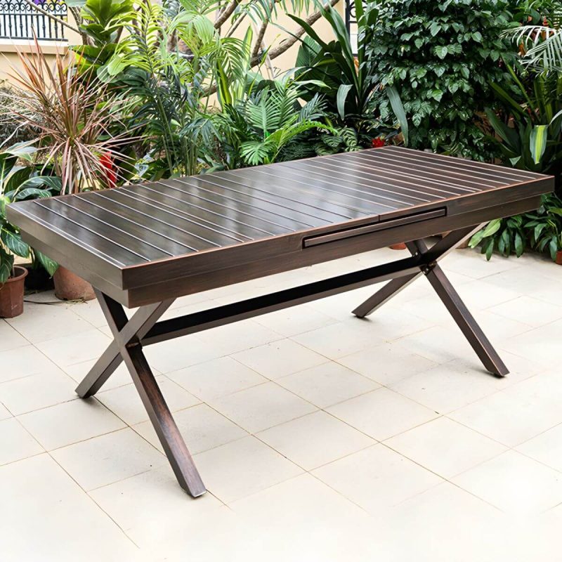 "Traditional Style Patio Table Metal Scratch Resistant Patio Table - 70.9"L x 35.4"W x 29.5"H Table Only"