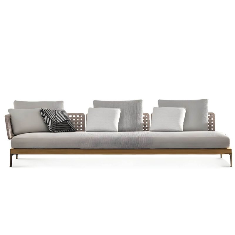 "Scandinavian Patio Sofa Water Resistant Gray Outdoor Patio Sofa - Right Corner Sofa Stainless Steel 70"L x 30"W x 26"H"